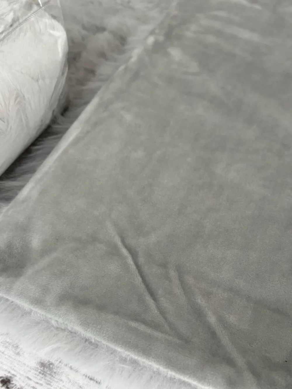Pottery Barn Alpine PAIR Faux Fur EURO Pillow Shams Grey NEW 26”